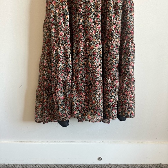 BB Dakota Steve Madden Black Ditsy Floral Ruffle Tiered Sleeveless Midi Dress - Picture 9 of 14